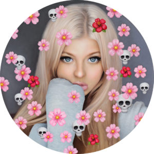 painting "Loren with Cherry Blossoms and Skulls" by Chris Drange