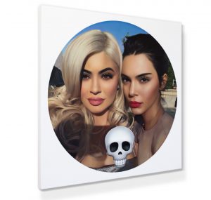 painting "Kylie, Kendall and Skull" by Chris Drange