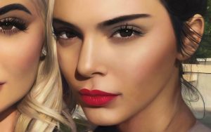 detail form painting "Kylie, Kendall and Skull" by Chris Drange